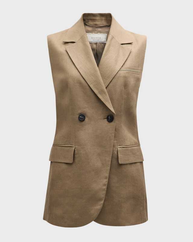 Double-Breasted Linen Vest